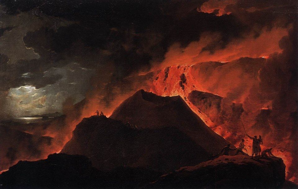 Pintura histórica de la erupción del Vesubio realizada por Michael Wutky