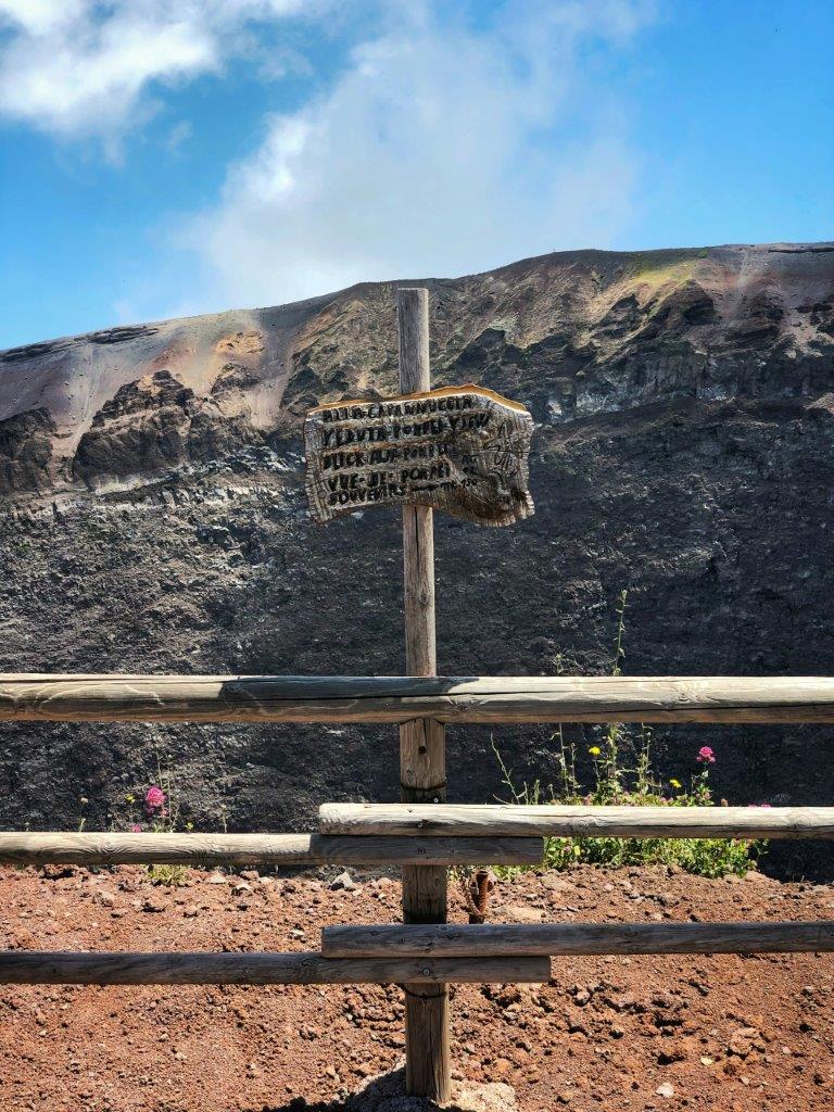 Ruta de visita privada al cráter del Vesubio con paisaje volcánico y vegetación