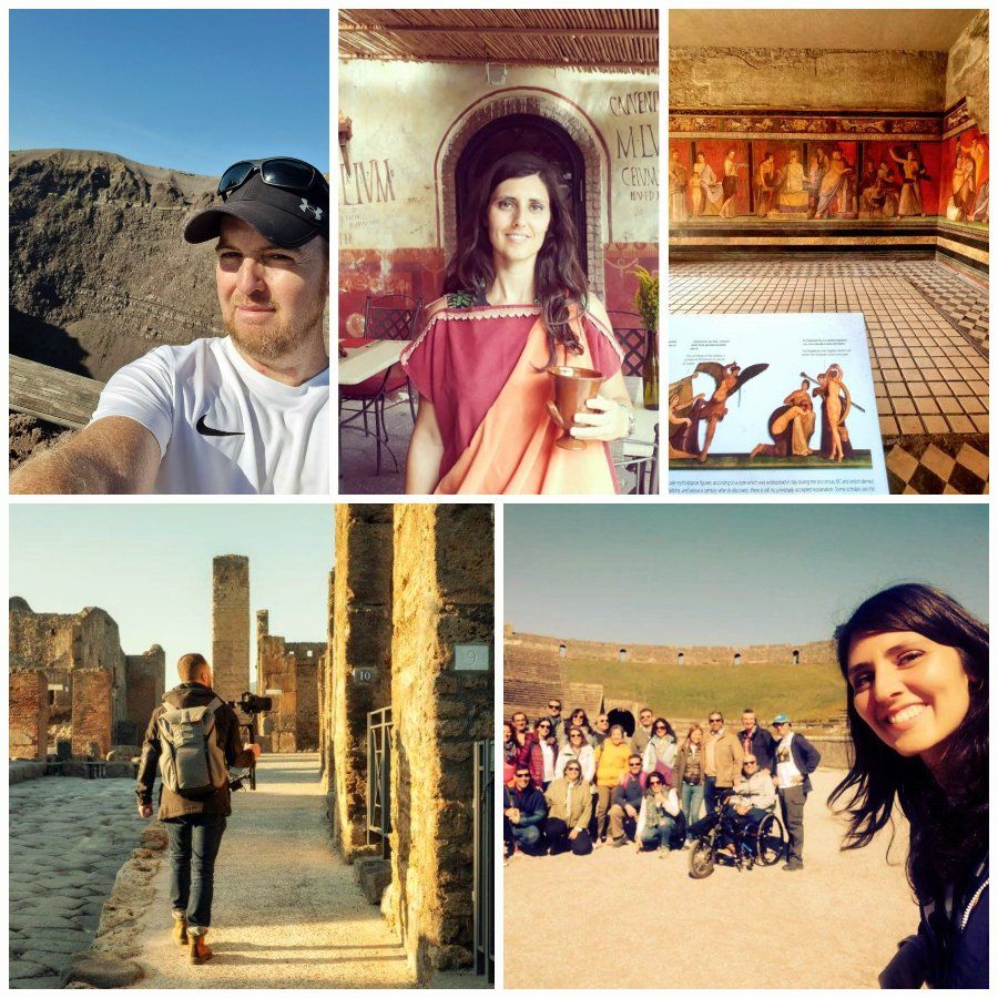 Equipo de visitas guiadas en Pompeya y Vesubio
